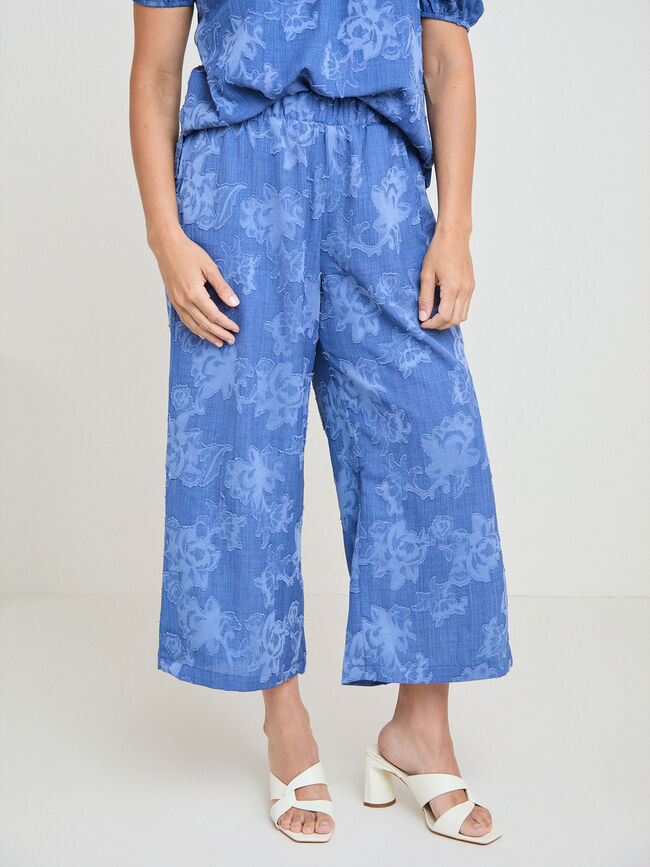 PANTAL&Oacute;N CULOTTE FLUIDO Azul Grisaceo