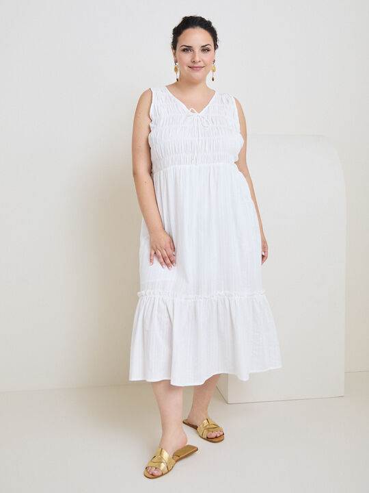 VESTIDO LARGO PICO Blanco Optico image number null