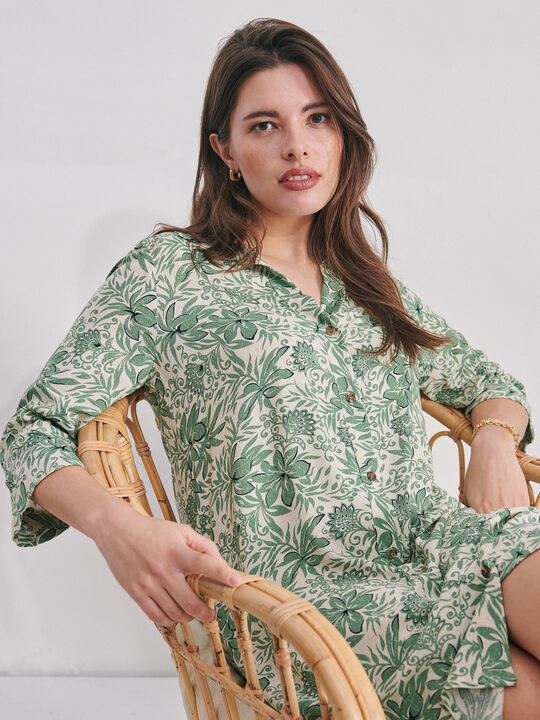 Vestido corto print Verde Viridian image number null