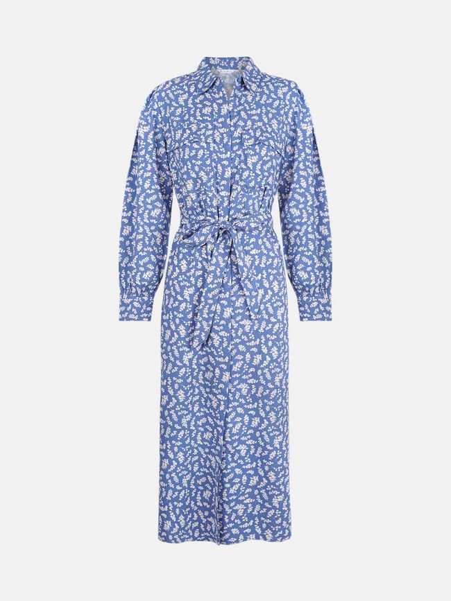 Vestido camisero estampado Azul Ceruleo