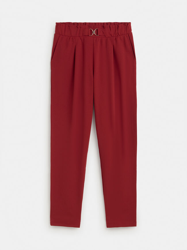PANTALON DETALLE CINTURA ROJO OXIDO
