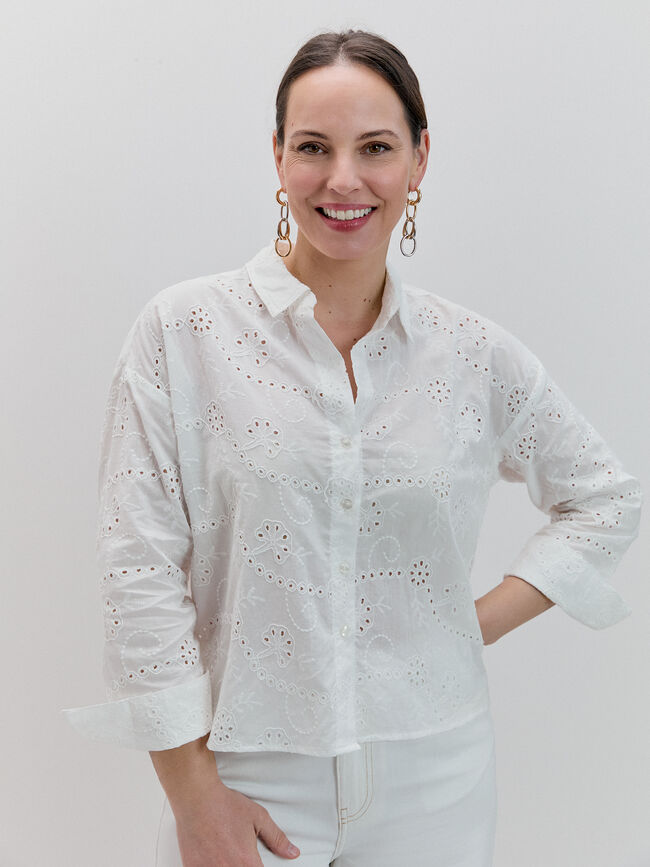 CAMISA BORDADO TROQUELADO Blanco Optico