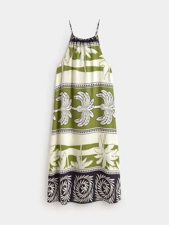VESTIDO CUELLO HALTER Crudo