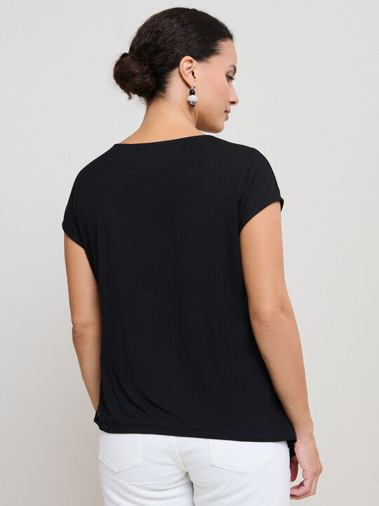CAMISETA VISCOSA ENCAJE Negro image number null