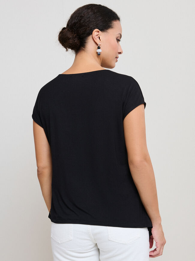 CAMISETA VISCOSA ENCAJE Negro