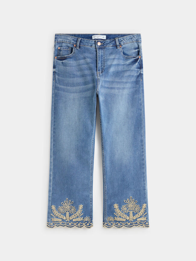 Tejano bordado bajo Mid blue