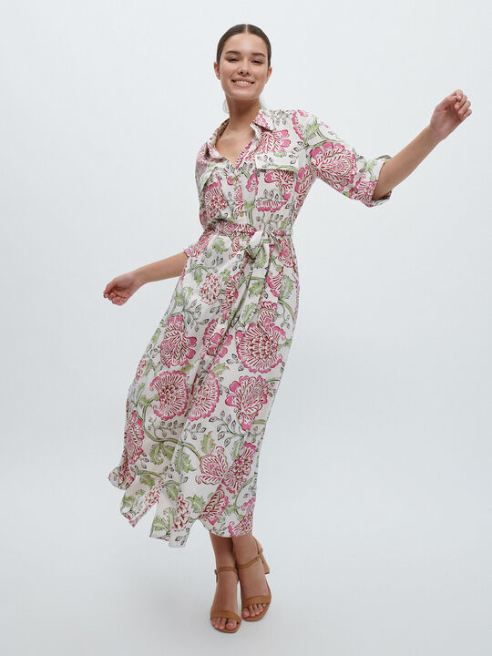 Vestido camisero Fucsia Oscuro image number null