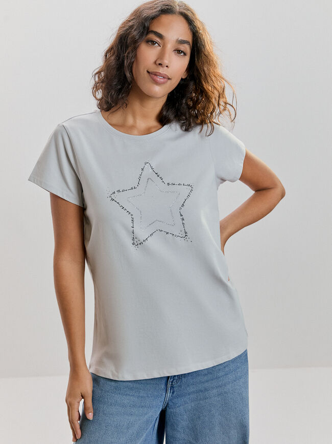 CAMISETA ESTRELLA BRILLO Gris
