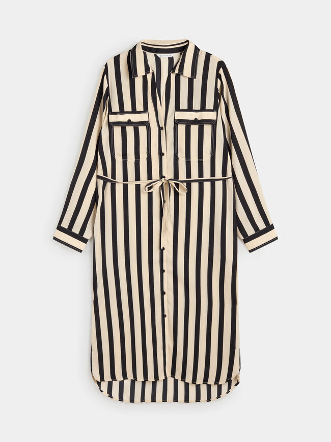 Vestido camisero satén Negro