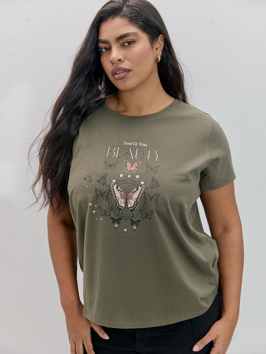 CAMISETA MARIPOSAS KAKI Kaki image number null