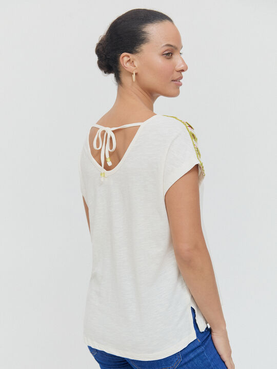 CAMISETA CROCHET HOMBROS Blanco Hueso image number null