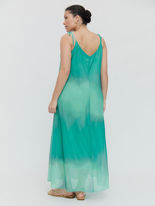 VESTIDO TUL ESTAMPADO Turquesa