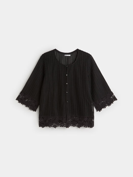 CHAQUETA DETALLE CROCHET Negro image number null