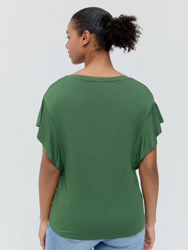CAMISETA VOLANTES Verde oscuro
