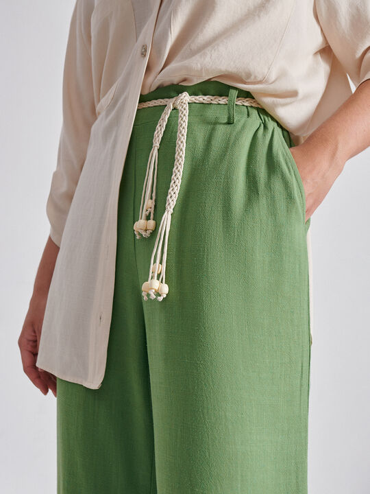 Pantalón rustico lino Oliva image number null