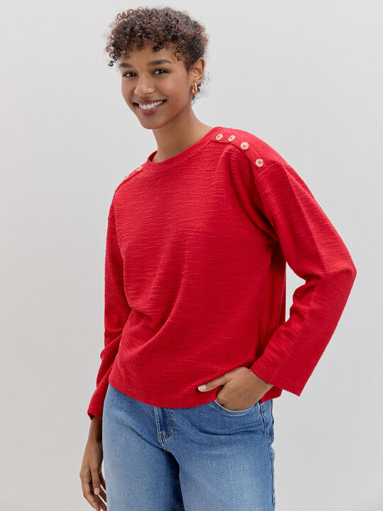 CAMISETA DETALLE BOTONES Rojo image number null