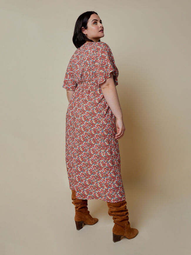 Vestido cruzado estampado Coral