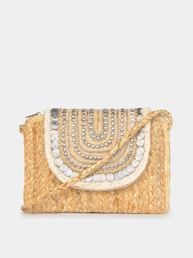 BOLSO DETALLE PLATA Crudo
