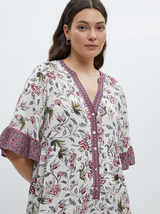 Vestido estampado floral Crudo image number null