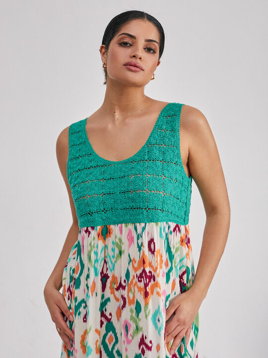 Vestido combinado crochet Verde image number null