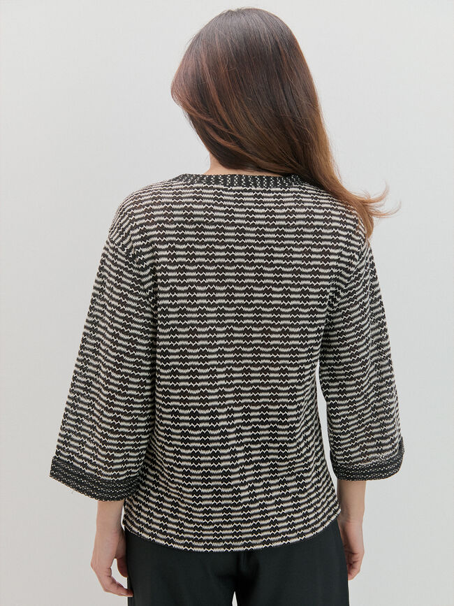 CAMISETA M/3/4 CUT&SEW VUELTA TEJIDO Negro