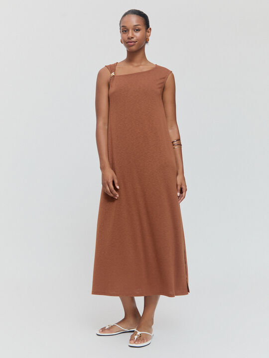 VESTIDO ASIMETRICO Marron image number null
