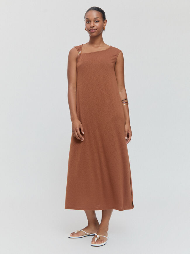 VESTIDO ASIMETRICO Marron