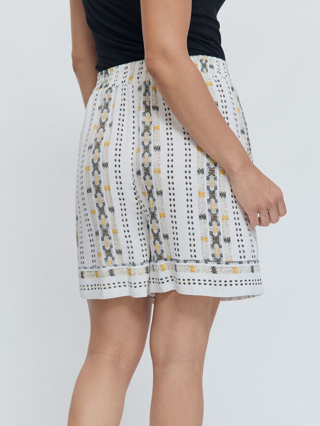 SHORT FLUIDO ESTAMPADO Blanco Optico