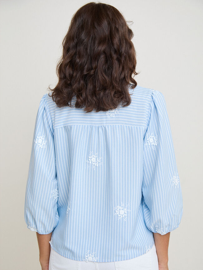 CAMISA ABLUSONADA FLORES Blanco Optico