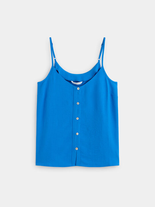 TOP fluido botones Azul Brillante image number null