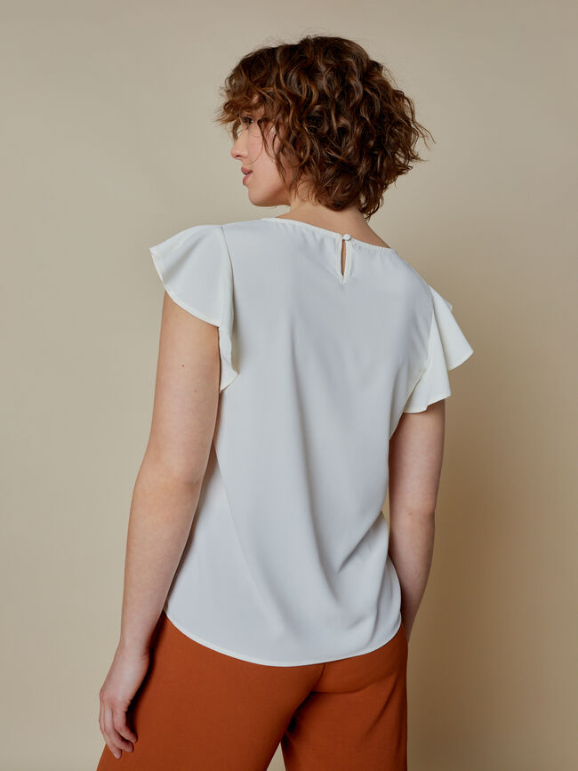 blusa manga volante Blanco Hueso