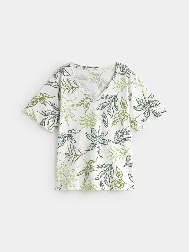 CAMISETA CUELLO PICO Estampado 1