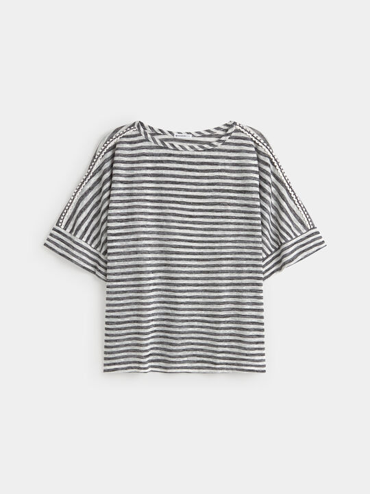 CAMISETA RAYAS Negro image number null