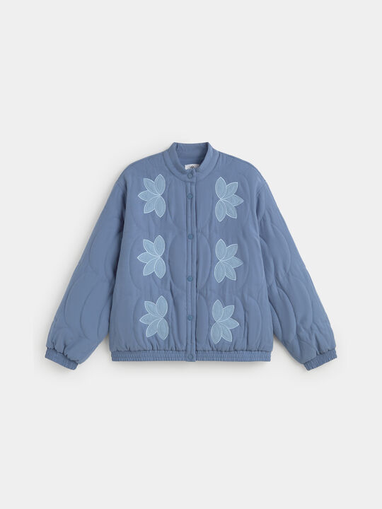 CHAQUETA BORDADA FLORES Azul Chambray image number null