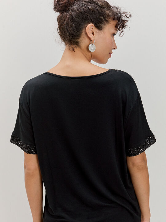CAMISETA  LENTEJUELAS Negro image number null