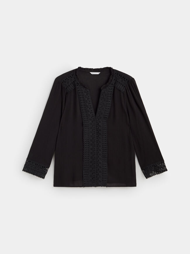BLUSA PUNTILLA Negro