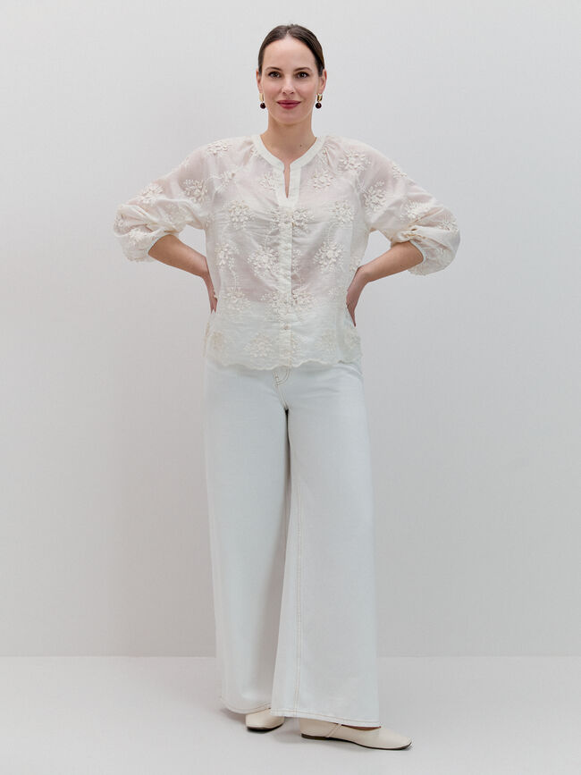 CAMISA FLOR 3D Beige