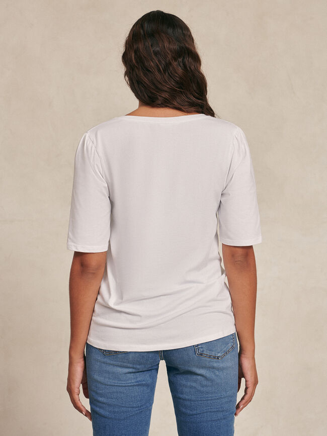 CAMISETA BÁSICA DETALLE FRUNCIDO EN HOMB Blanco Optico