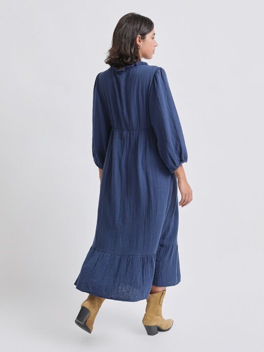 VESTIDO MANGA ABULLONADA Indigo image number null