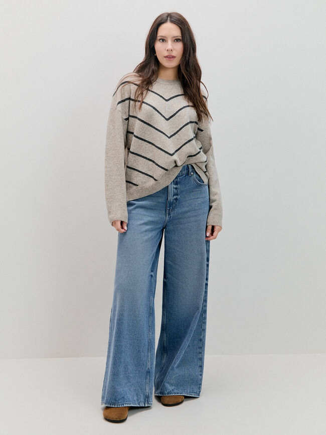 JERSEY CHEVRON Beige