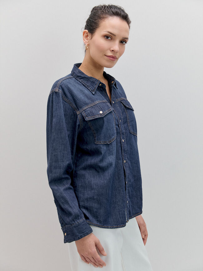 CAMISA VAQUERA RECTA Dark blue