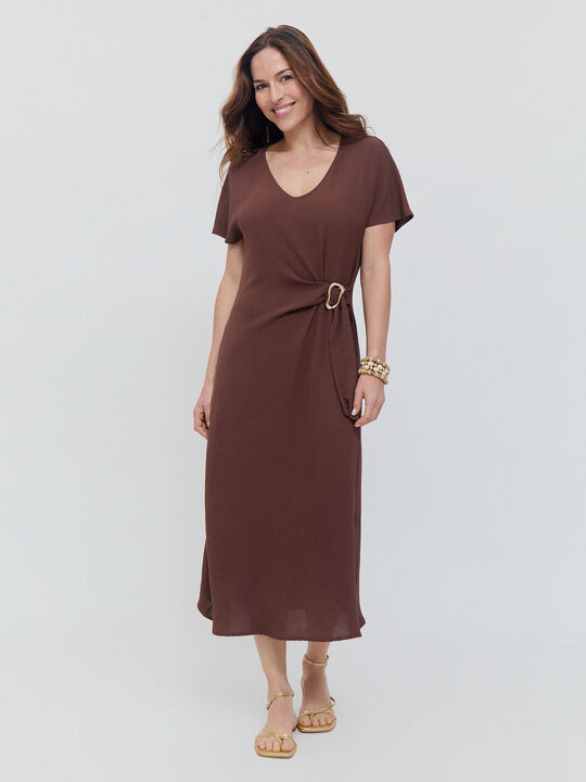 VESTIDO ANUDADO Marron Medio image number null