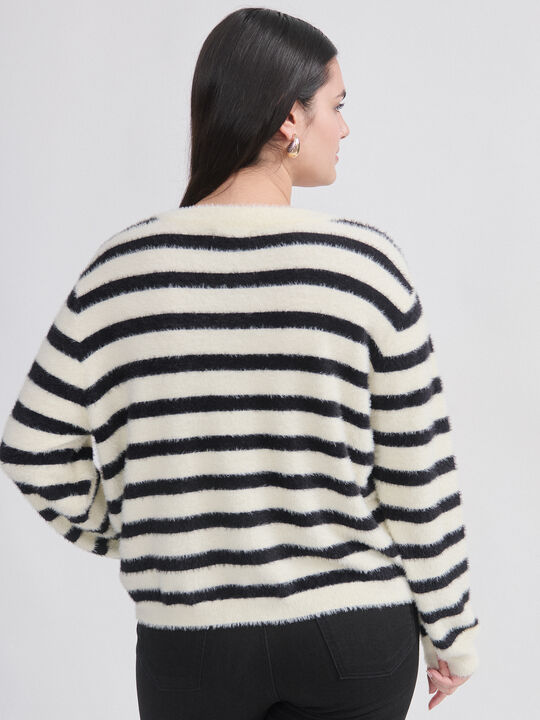 CARDIGAN PELO RAYAS Crudo image number null