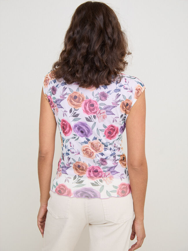 CAMISETA  FLORES Malva Empolvado