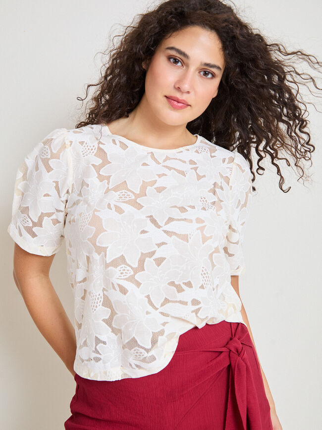 CAMISETA  ENCAJE Crudo
