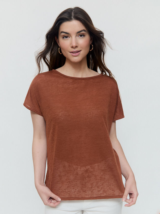 CAMISETA BAJO REDONDEADO Marron chocolat