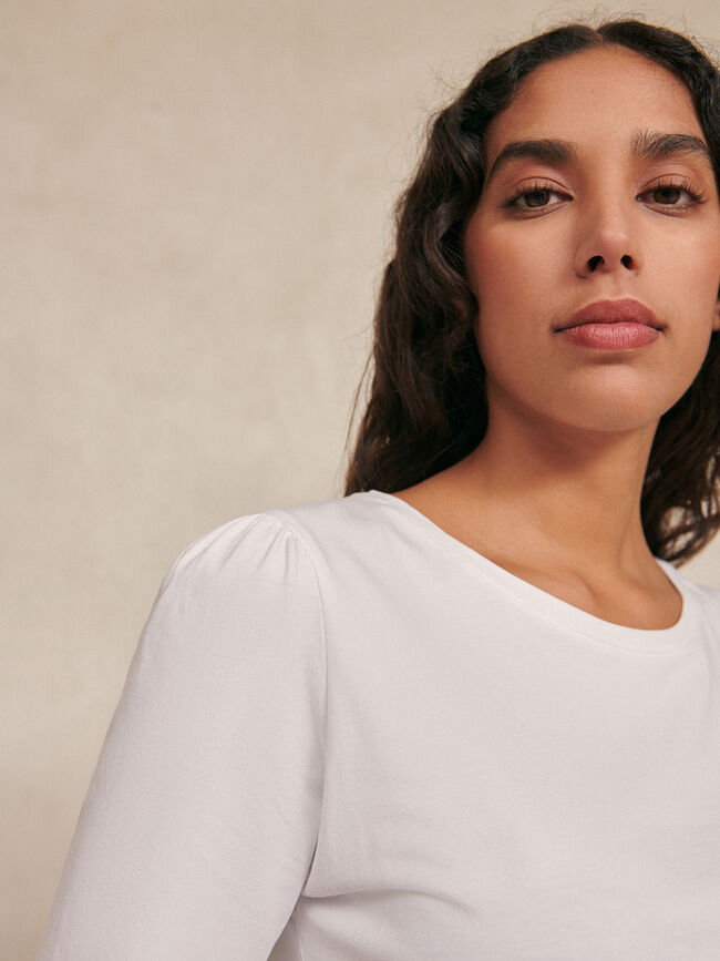 CAMISETA BÁSICA DETALLE FRUNCIDO EN HOMB Blanco Optico