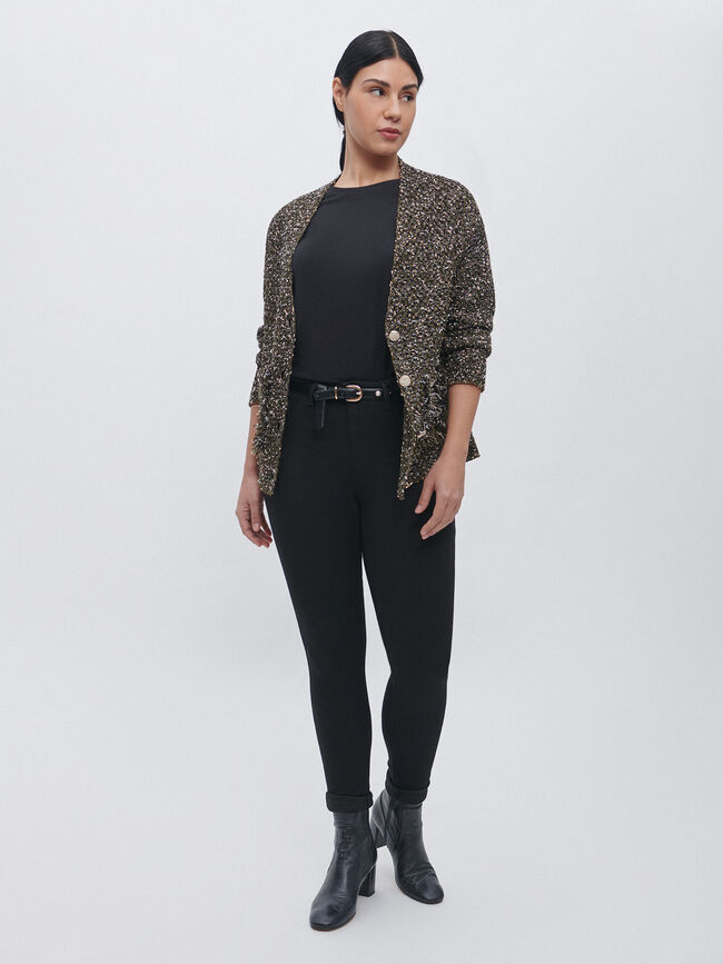CÁRDIGAN TWEED BOTONES JOYA Kaki
