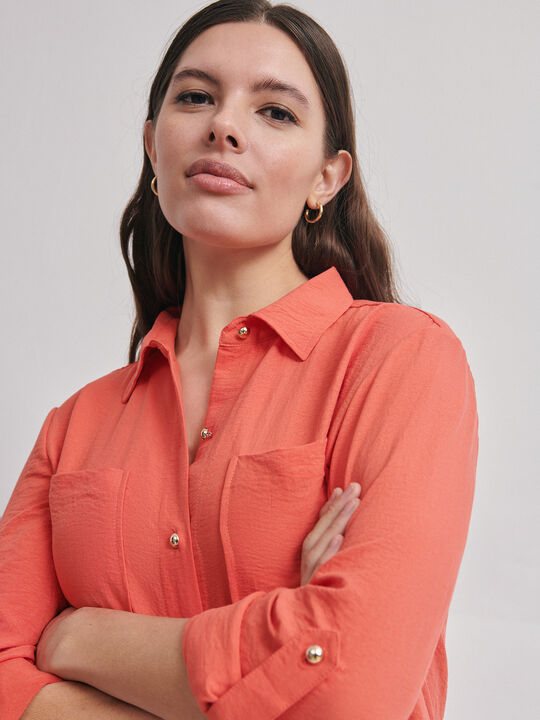 BLUSA CAMISERA Coral image number null