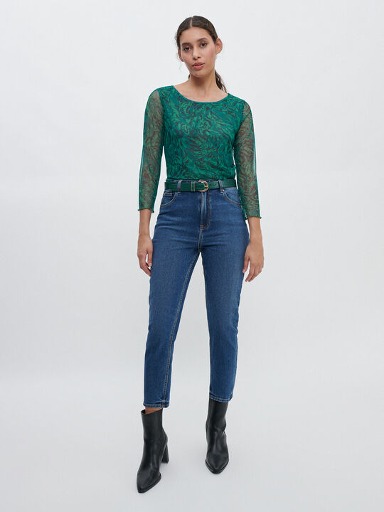 CAMISETA TUL ESTAMPADO Verde oscuro image number null